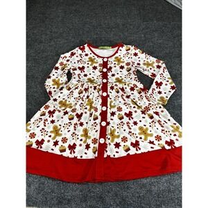 Millie Loves Lily Girls Size 6 Christmas Red White Gingerbread Long Sleeve Dress